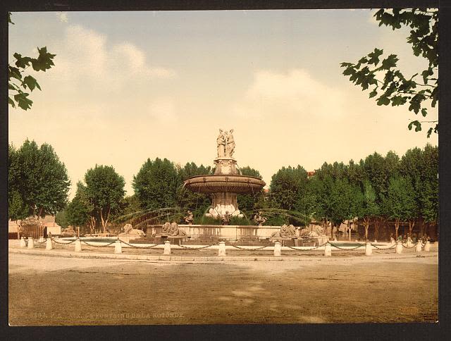 La grande fontaine de la Rotonde, édifiée pour fêter l'arrivée de l'eau / Library of Congress