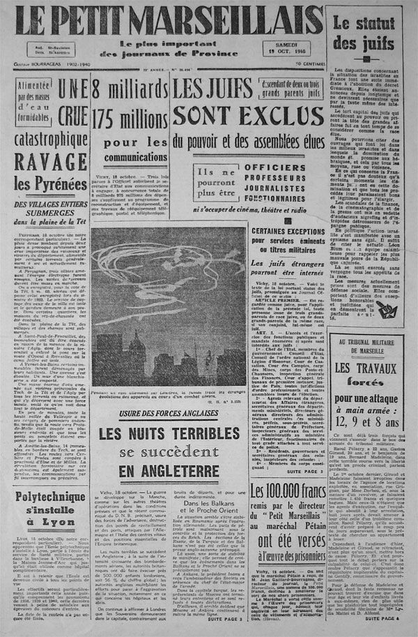 Edition du 19 octobre 1940 du journal « Le Petit Marseillais » / La Provence