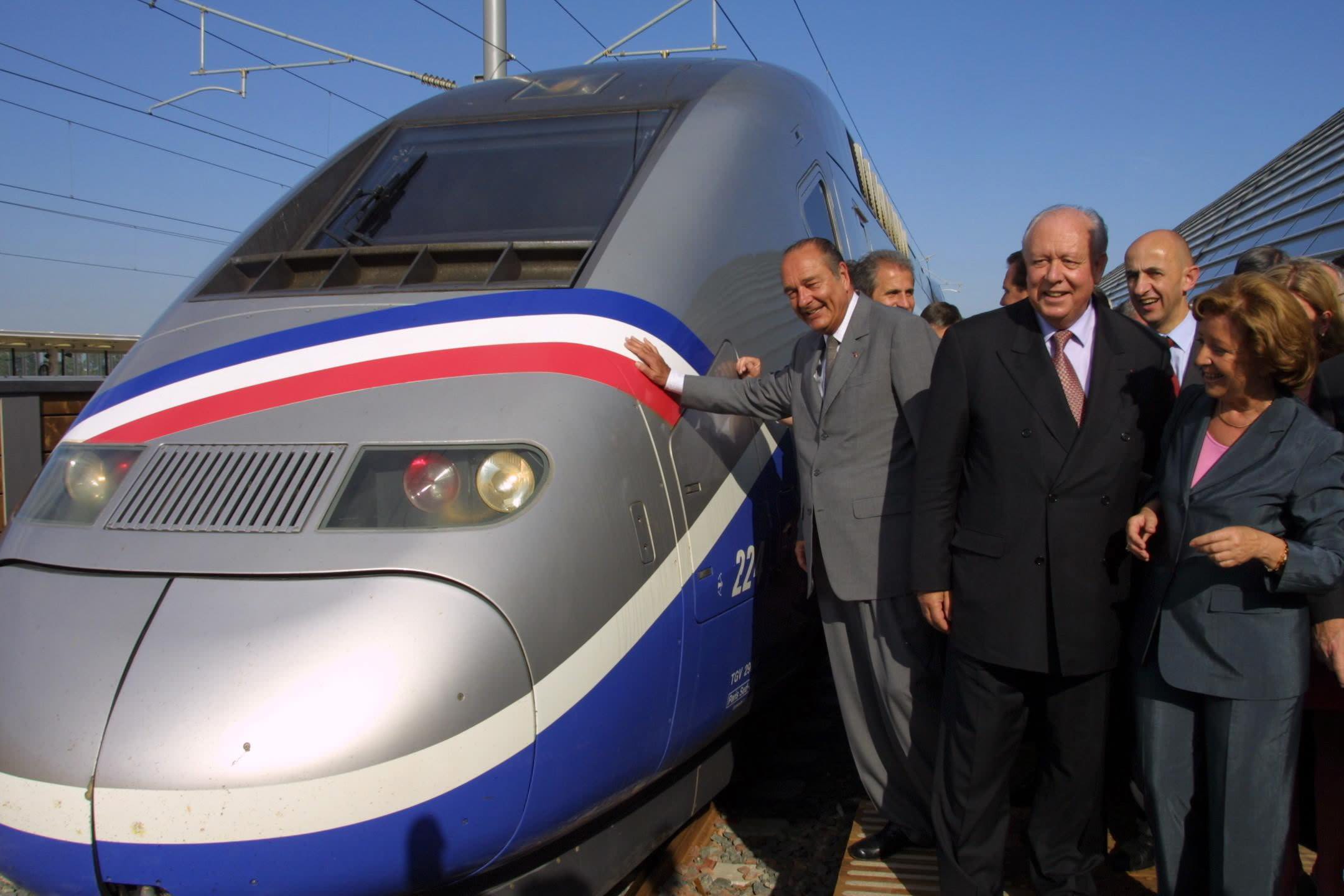 Inauguration de la ligne TGV Méditerranée, avec Jacques Chirac, Jean-Claude Gaudin, Louis Gallois et Marie-Josée Roig / Photo David Nathan