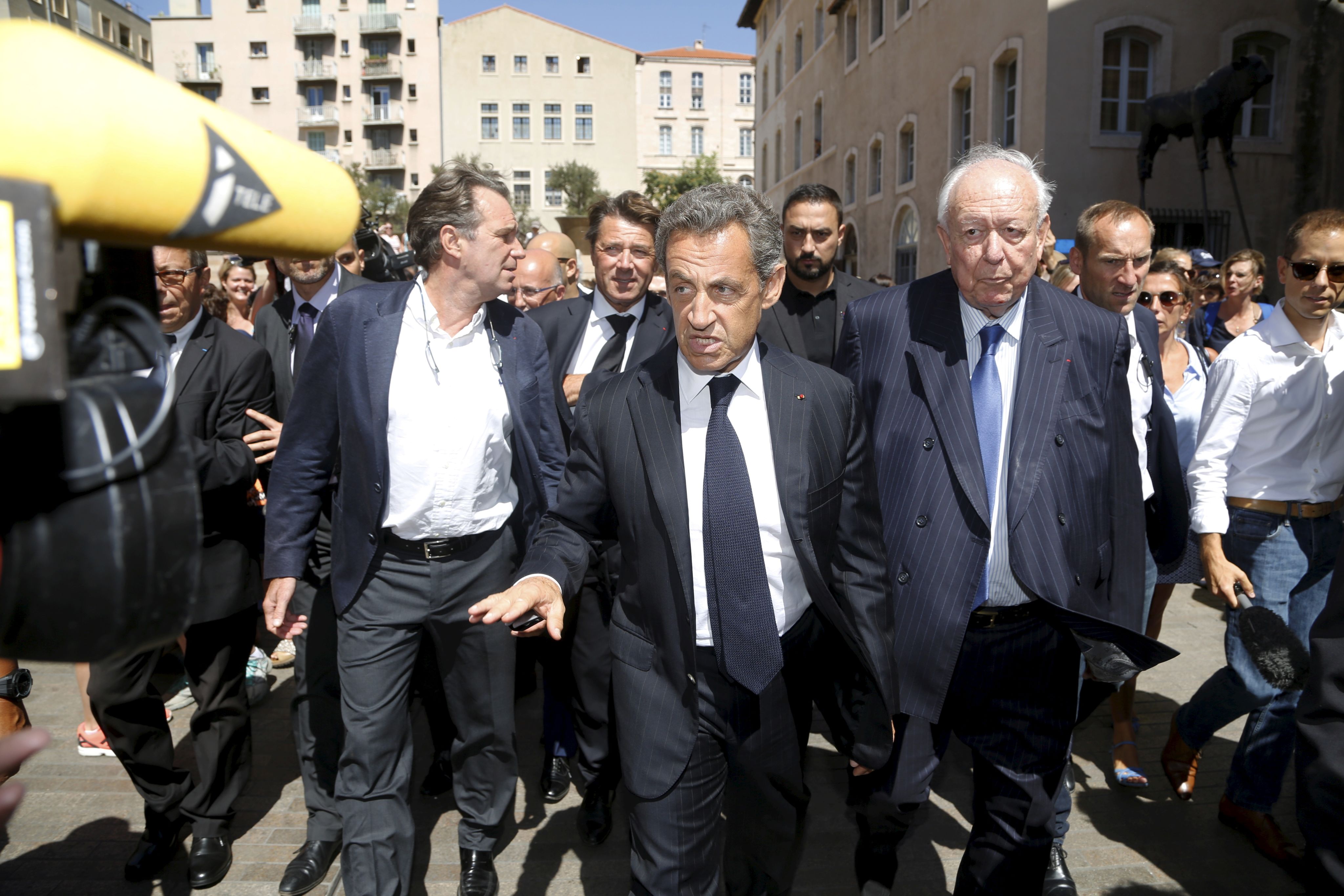 Août 2016, visite à Marseille de Nicolas Sarkozy soutenu par MM. Muselier, Estrosi et Gaudin / Photo Cyril Sollier